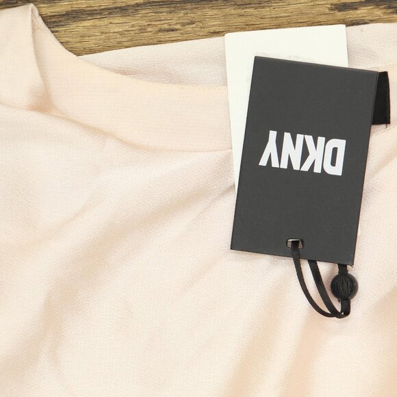 DKNY Womens Petite Solid Crewneck Smocked-Cuff Cape Blouse Champagne Pink PM - Picture 3 of 8